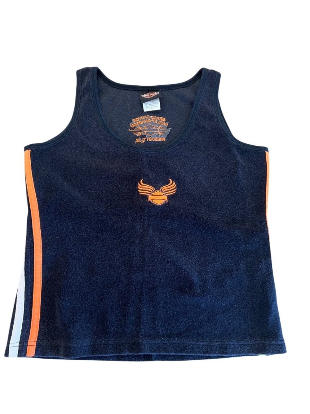 Harley Davidson Y2K Black Tank Top Grand Canyon Terry Cloth Women's Size L
